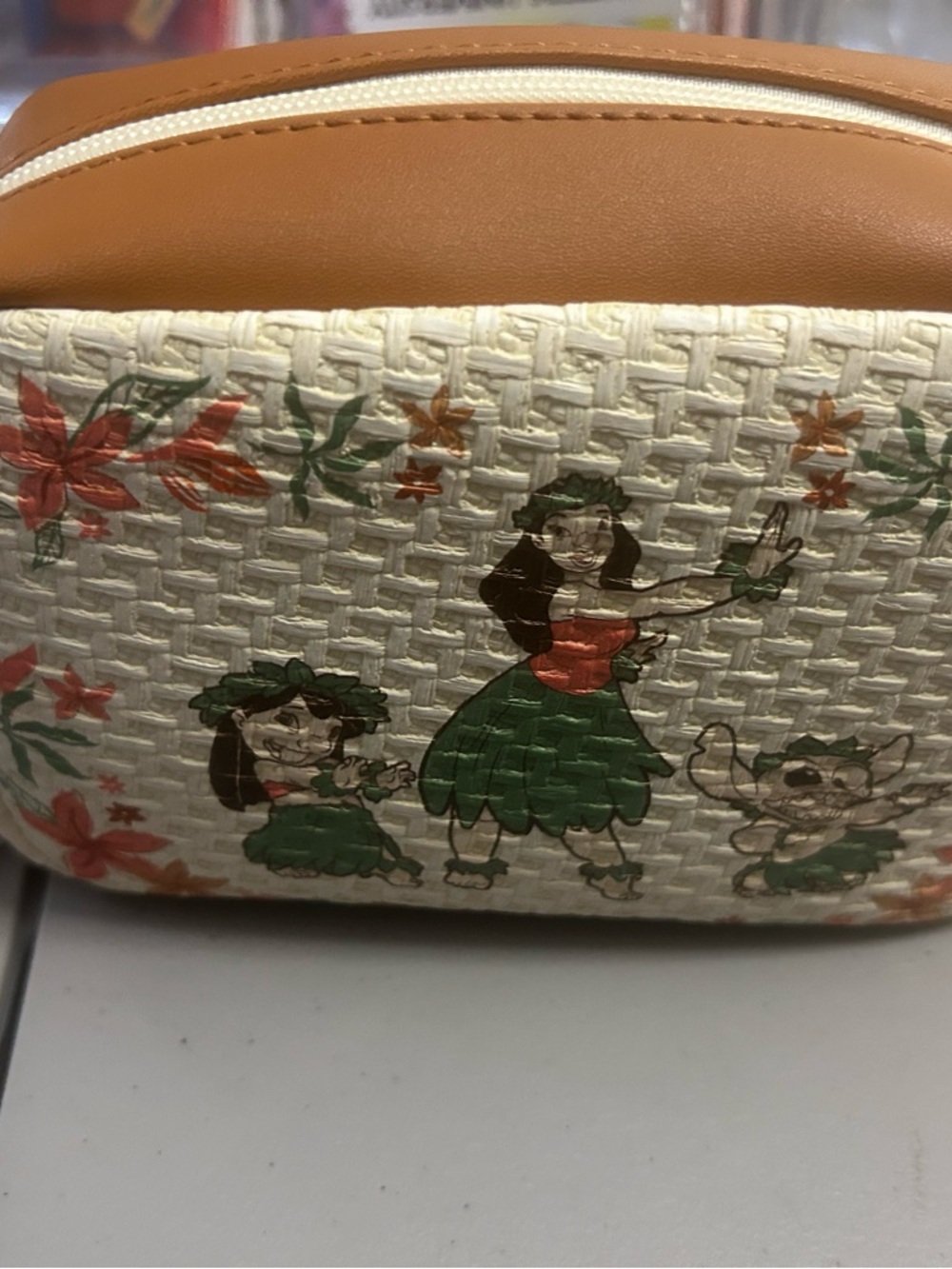 Loungefly Cream & Tan Hula Girls Woven Cosmetic Pouch